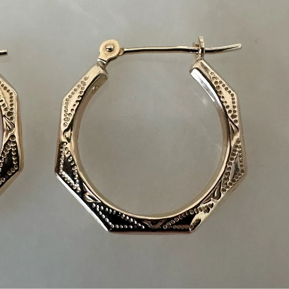 14k Solid Gold Hoop Earrings - Picture 10 of 16